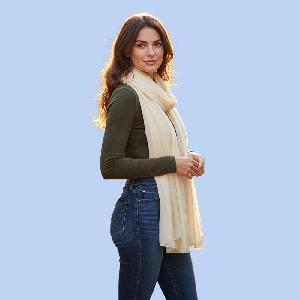 Elegant Buttercream Yellow Lightweight Wrap/Scarf Soft Girl Minimalist Lagenlook